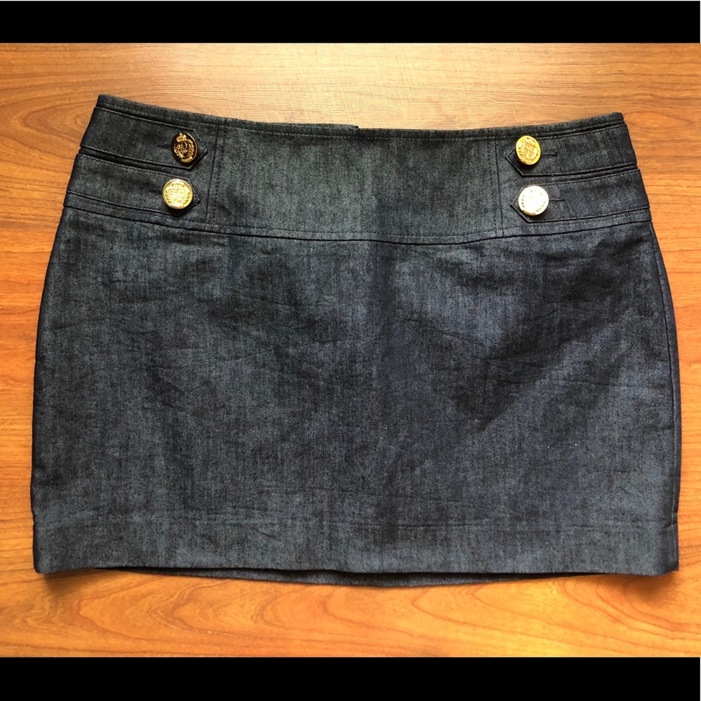 Express Mini Denim Skirt Gold Buttons